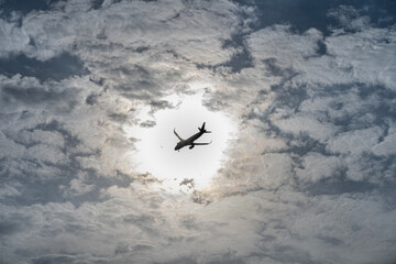 Obraz premium Airplane on final approach to Beirut International Airport, Lebanon