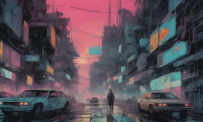 Distopic Cyberpunk Street