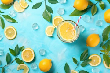 Bright sunny summer vacation. Lemonade drink