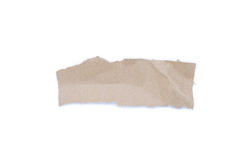 Recycled paper craft stick on a white background. Set of paper torn on white, Brown paper torn or ripped pieces of paper isolated on white background.
