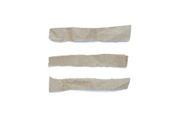 Recycled paper craft stick on a white background. Set of paper torn on white, Brown paper torn or ripped pieces of paper isolated on white background.