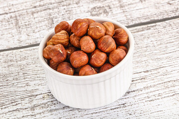 Heap of raw natural hazelnut
