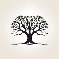 monochrome logo two trees side by side type d, generative ai