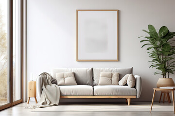 Fototapeta premium Ai salotto con quadro bianco alla parete