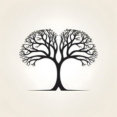 monochrome logo two trees side by side type c, generative ai