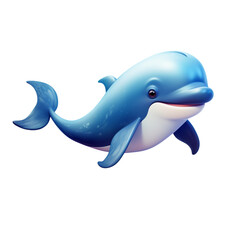 Obraz premium a cartoon dolphin in the water, in the style of white background, Generative AI
