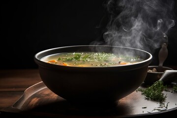 a steaming bowl of soup 