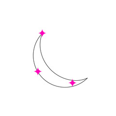 Modern minimalist aesthetic line elements, trendy linear frames with stars, geometric forms. Arch frame with sparkles for social media or poster design, simple decorative boho style border vector set