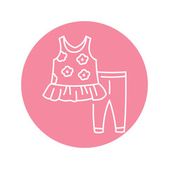Baby girl tunic and legging black line icon.