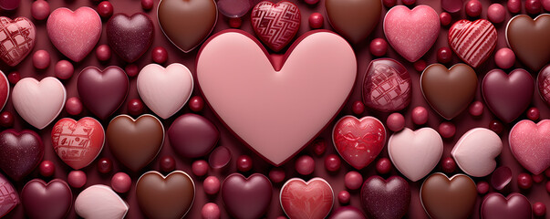 Valentine’s day chocolate sweets pack photo realistic illustration - obrazy, fototapety, plakaty