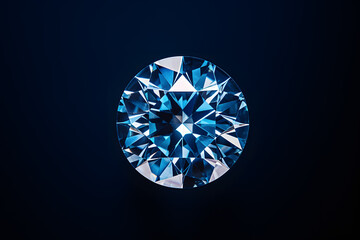 Diamond gem photo realistic illustration, light white and sky-blue colors