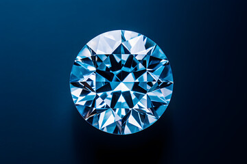 Fototapeta premium Diamond gem photo realistic illustration, light white and sky-blue colors