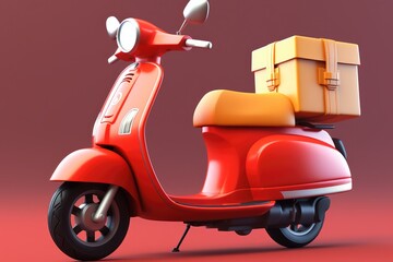 a red delivery scooter
