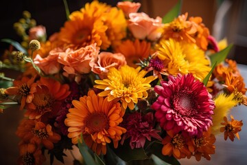 Obraz premium a vibrant vase filled with an abundance of colorful flowers 
