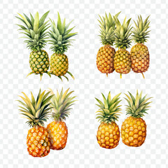 Pineapple watercolor isolated graphic transparent