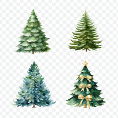 Christmas tree watercolor isolated graphic transparent