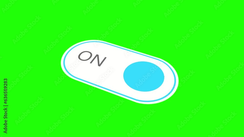 Poster video footage of a virtual on/off button on chroma key. rendering animation.