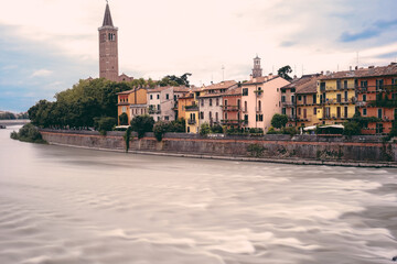 Panoramic view of Verona city with Adige river, Italy - 636589838