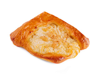 Homemade buns with cottage cheese isolated on white