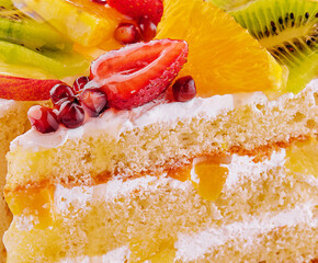 sponge cake with berries and fruits