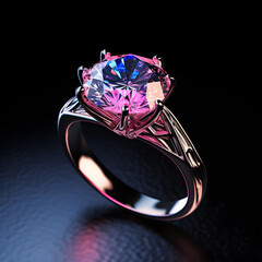Ring with a diamond photorealistic illustration
