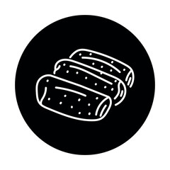 Pies with filling black line icon.