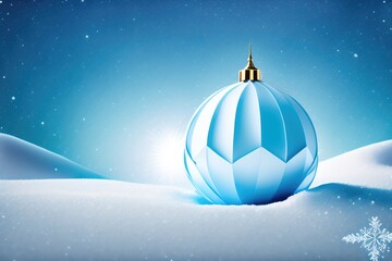 Fototapeta premium Beautiful Christmas decoration with a ball in snow. AI generated.