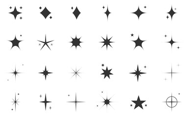 Star sparkle template stamp silhouette in black color, easily editable outline icon set. Vector stock illustration.