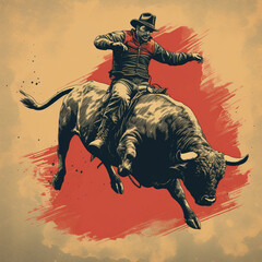 graphic design, bull riding, rodeo, vintage
