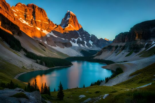 Mount Assiniboine, Also Known As Assiniboine Mountain, Is A Pyramidal Peak Mountain Located On The Great Divide, On The British Columbia