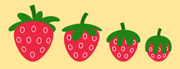 Strawberry icon set from smallest to most ripe. 