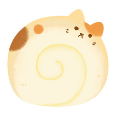 Bread bun cat cute sweet dessert Japanese cartoon cream jam roll watercolor clipart