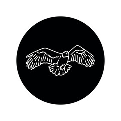Eagle bird black line icon.