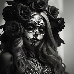 woman in Catrina day of the dead makeup