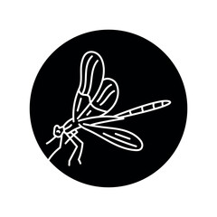 Naklejka premium Dragonfly black line icon.