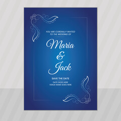 Beautiful hand drawn floral Watercolor wedding invitation template