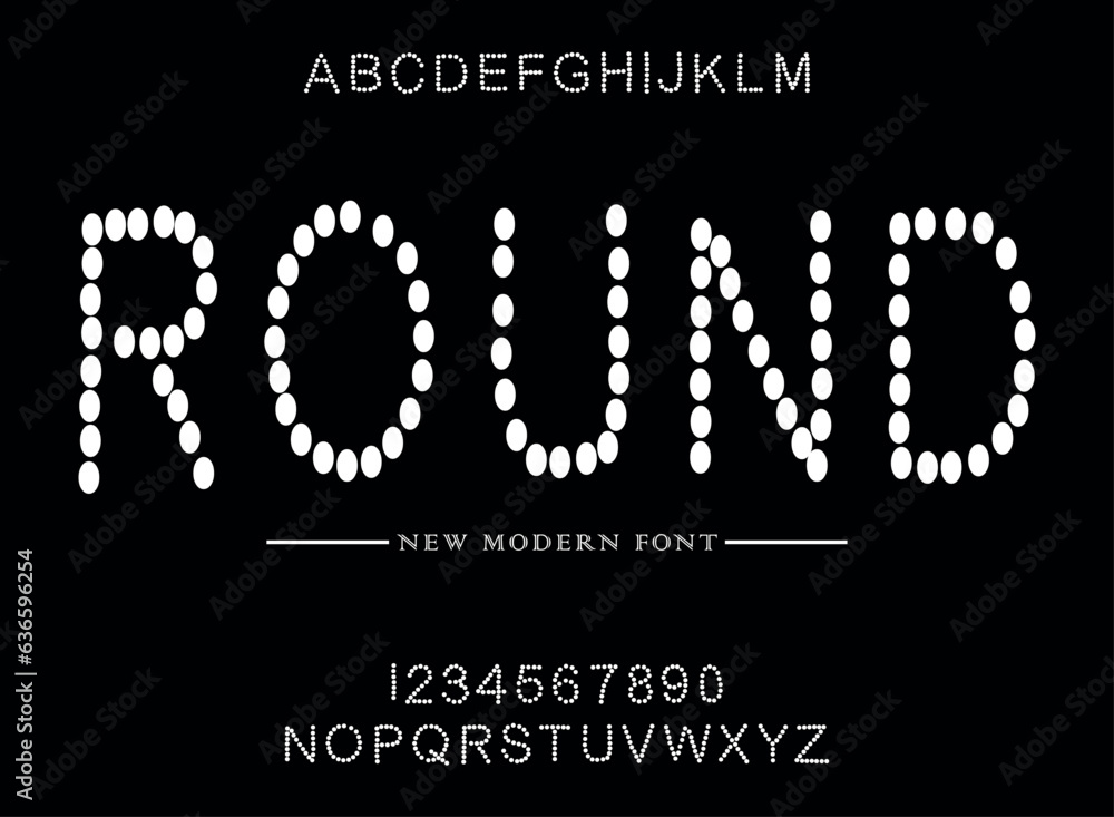 Poster round, unique geometric circular display and minimalist style font vector set.