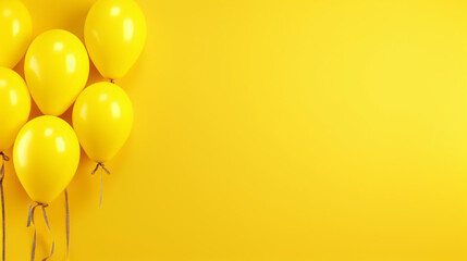 Bright yellow balloons on a yellow background
