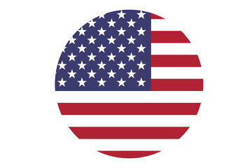 Flag of USA America round icon, banner vector illustration.