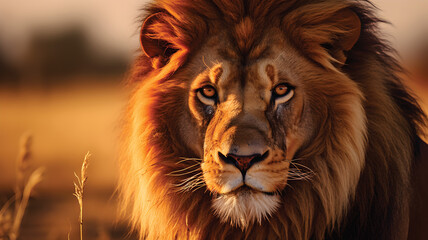 Fototapeta premium Portrait of a male lion (Panthera leo), Kalahari desert, South Africa.