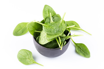 Green spinach on a white background