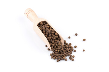 Wooden shovel with black peppercorn