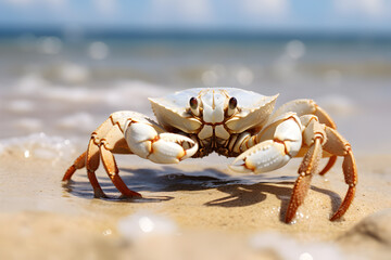 Crab on the beach.Selective focus and shallow depth of field.