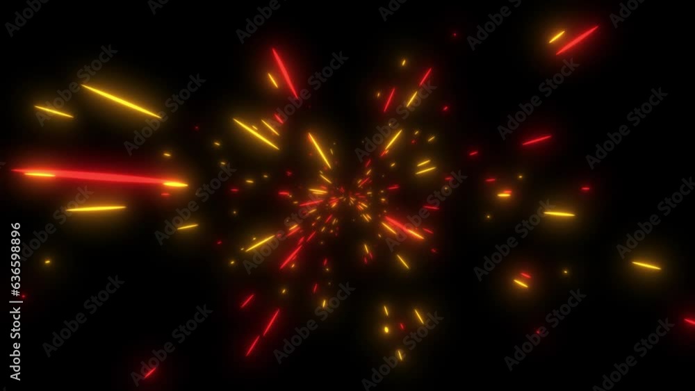 Poster cosmic hyperspace background. speed of light, neon glowing abstract rays and stars in motion. moving
