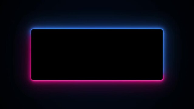 Abstract blurred gradient technology background bright colors Colorful smooth template Soft color Modern screen design gradients. Neon rectangle frame or neon lights horizontal sign. Neon square loop