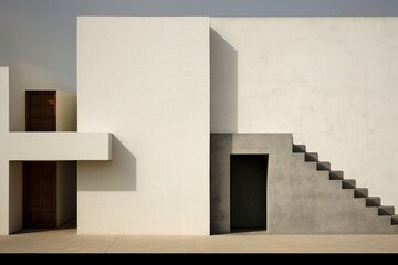 Minimalist geometries, classical architecture and modern, mismatch, complex shapes.