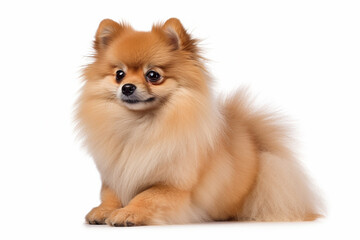 Obraz premium Portrait of Pomeranian dog on white background. 