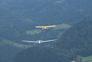 Fototapeta na wymiar towing from a glider in the air