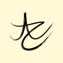 AZ letter paint brush icon logo design template.
