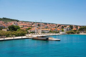 Fototapeta na wymiar The harbour of Supetar on Brac Island in Croatia